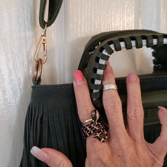 Faux Suede fringe/leather purse - Picture 7 of 17